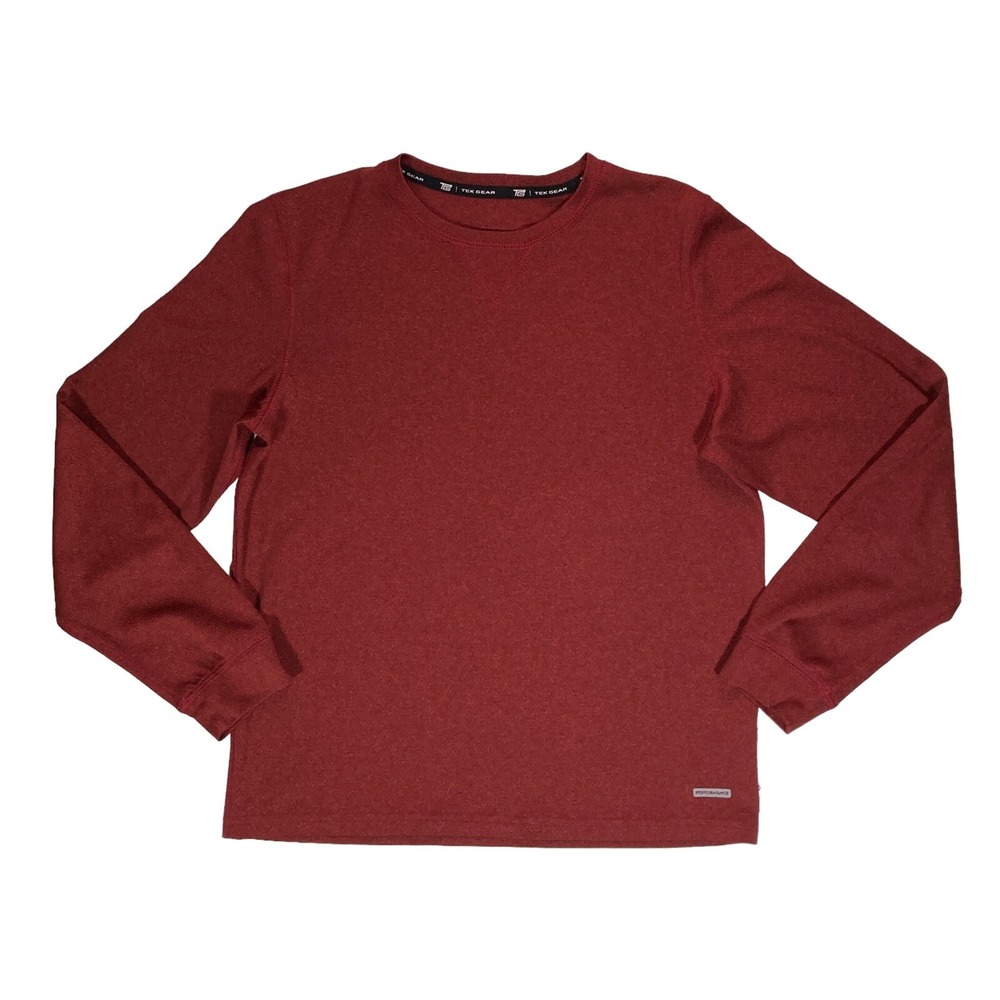 Tek Gear Men's Small Performance Shirt Activewear Long Sleeve Red soft Stretch
